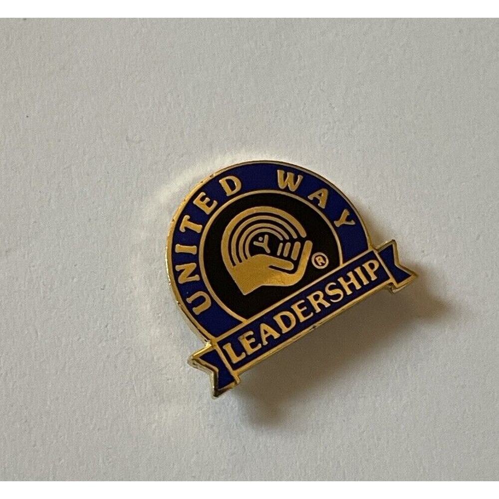 United Way Leadership Pin Gold Tone Blue for a Hat, Lapel, Jacket or Backpack